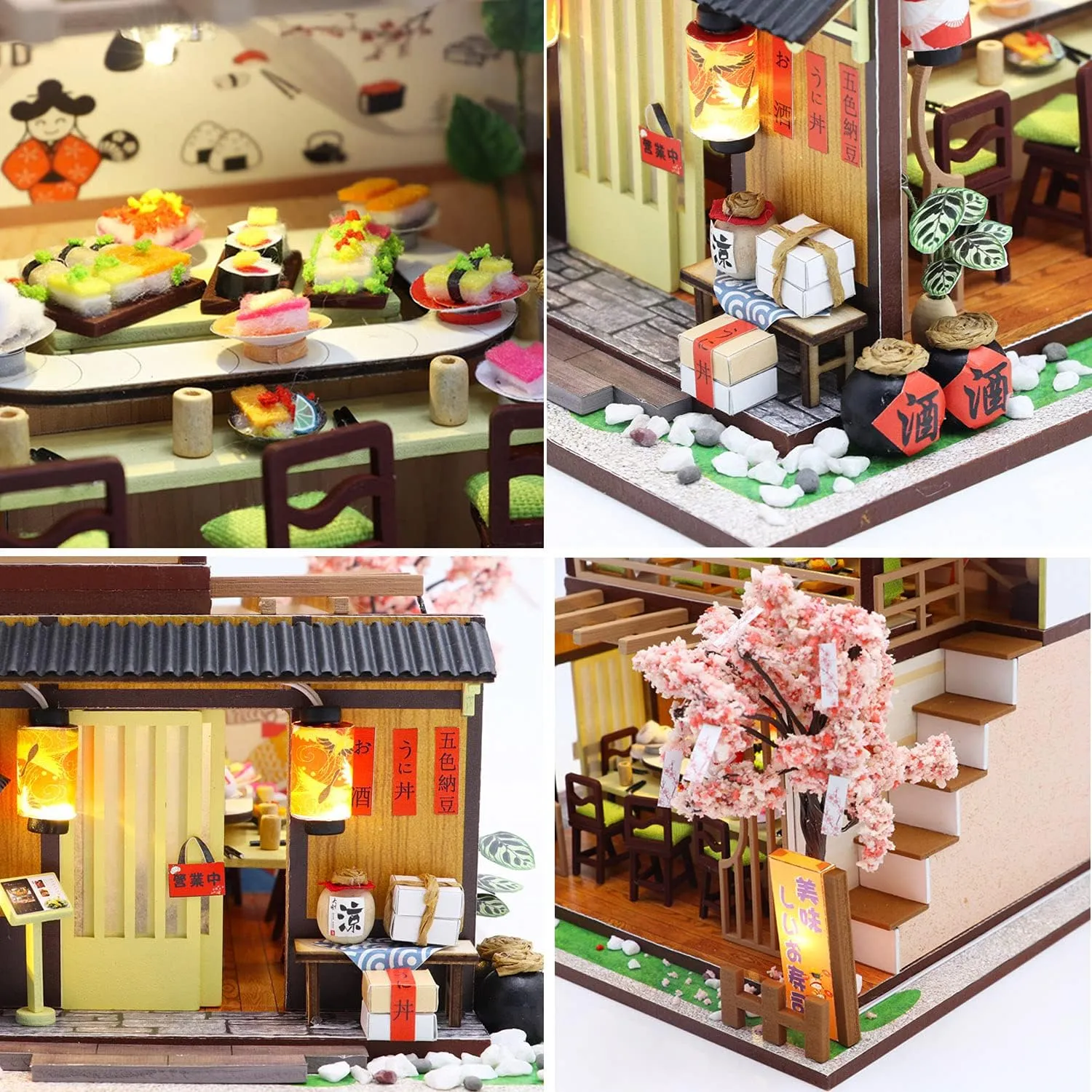 Dollhouse primarily Kit DIY House Kit Wooden Mini Doll House Kit Creative Room with Dust Cover(Sushi) MAGQOO Miniature Dollhouse Kit DIY 