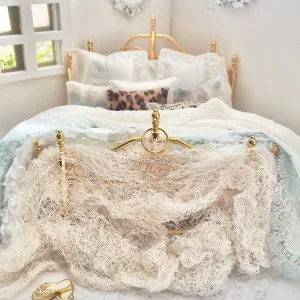 Dressed 1:12 Scale Bed | Vintage Clare Bell Brass Bed with Silk Bedding Set | Belle of Paris