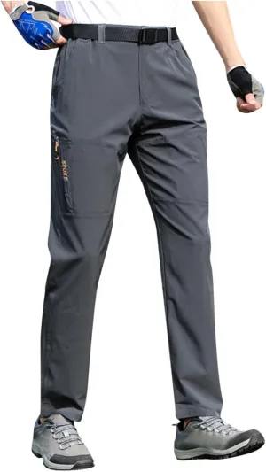 Dry Travel Fishing Workout Outdoor Pant Stretch Active Hiking Pants Men with Belt 5 Pockets Waterproof Lightweight vertically Quick 