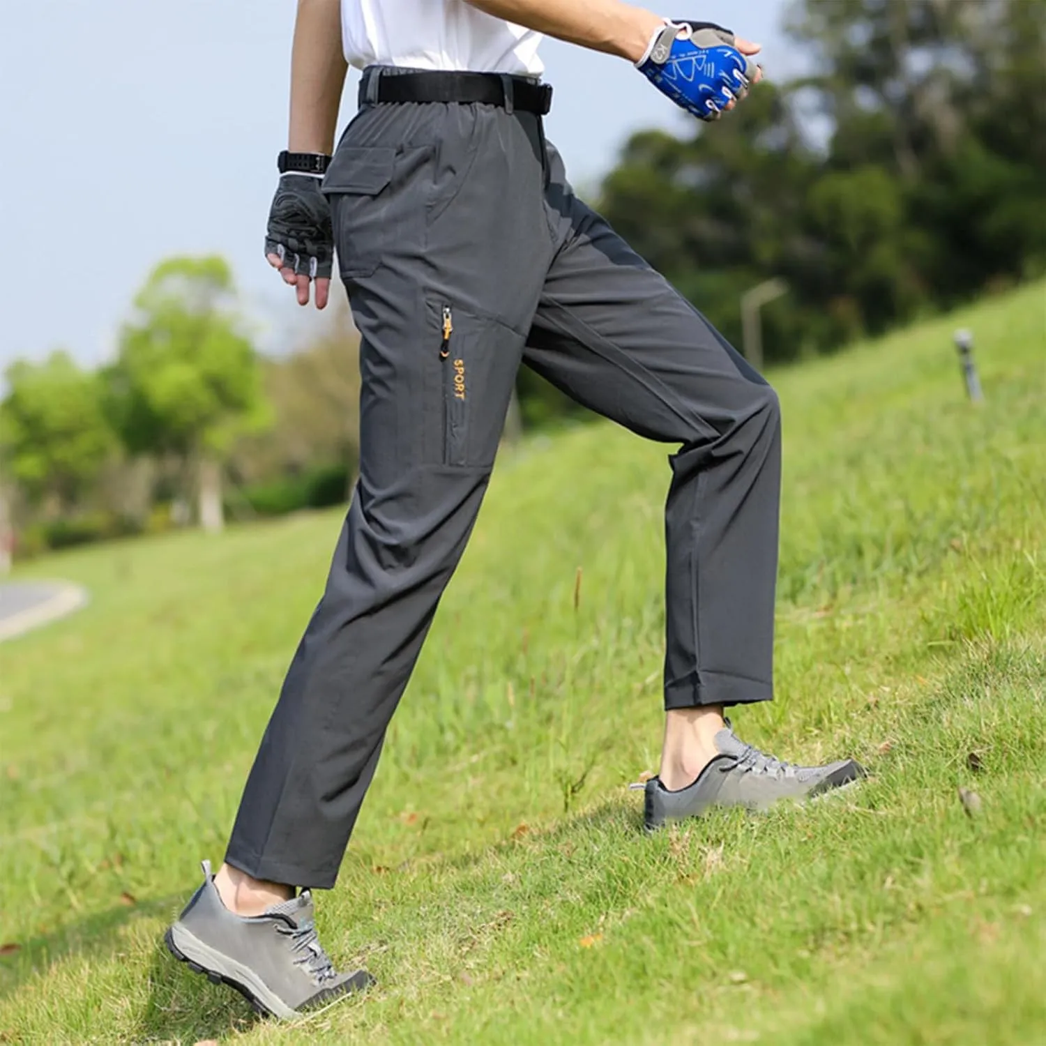 Dry Travel Fishing Workout Outdoor Pant Stretch Active Hiking Pants Men with Belt 5 Pockets Waterproof Lightweight vertically Quick 