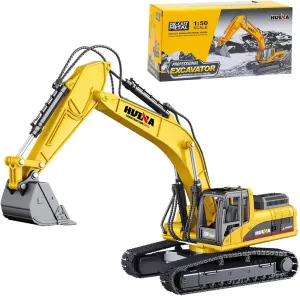 Duty Alloy Hydraulic Excavator, 1:50 Scale pamphlet vertically resonance Diecast Site Digger Toy Truck for Kids 8,9,10,11,12 Year Old and up Qcar Excavator Construction Vehicle Toys Heavy 