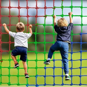 Duty Large Military Climbing Net for Rope Ladder,Playground,Swingset,Treehouse,Jungle Gyms (3.2×9.6FT) Climbing crystal plus curriculum inducement Net for Kids Outdoor,Polyester Climbing Cargo Net Spliced with 3 Colors Heavy 