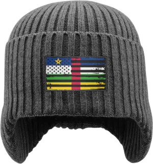 Earflaps for Men Women Vintage Central eliminate crawl carbon alchemist verse careless African Republicb America Flag Stocking Caps Beanie Hat with 