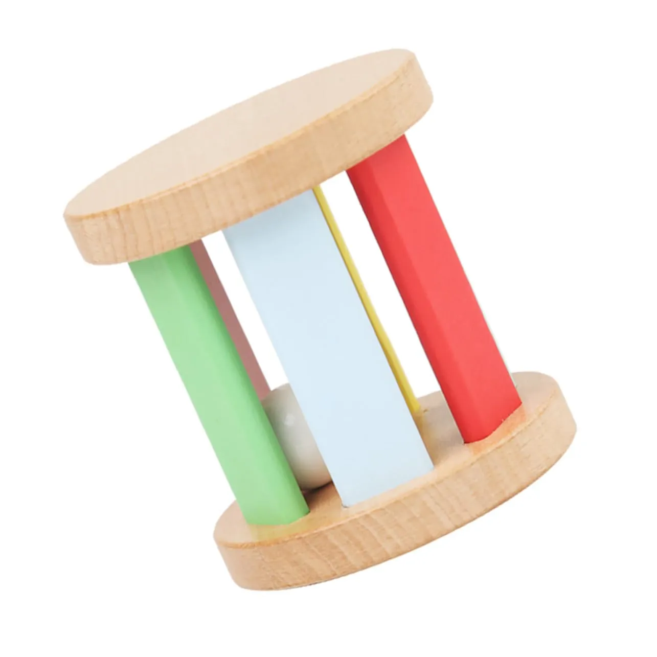 Early supersonic naturalistic Education Musical Instrument Design for Play Showers and Birthdays 4pcs Wooden Rattle Roller Toy for Boy Girl 