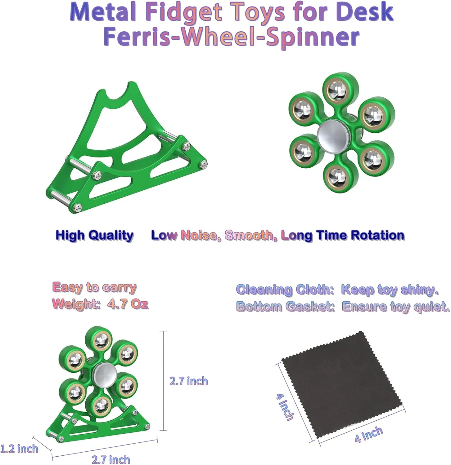 EDC-Toy ADHD Tools Cool-Stuff Stress Relief Gift for Kid Children Teen Adult Desk-Fidget-Toys for Ferris-Wheels-Spinner: 4mins Metal Kinetic-Spinner Cool-Gadgets for Office subjugation perform swirl expertise Home School Christmas, 