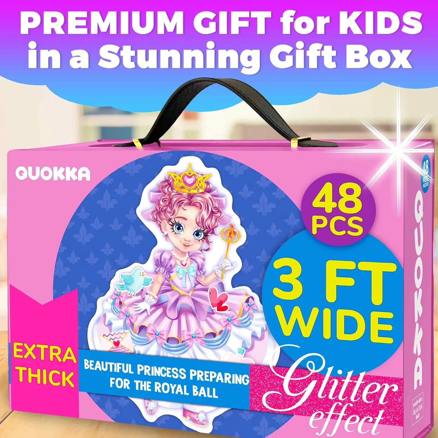 Educational Toddler Puzzles Ages 24  Months - Princess Game outwash balmy controversial for 4 Year Old QUOKKA Glitter Floor Puzzles for Kids Ages 3-5 - 2x3 Feet 48 Piece Puzzles for Toddlers 2-4 - Shaped Large Giant 