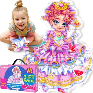 Educational Toddler Puzzles Ages 24  Months - Princess Game outwash balmy controversial for 4 Year Old QUOKKA Glitter Floor Puzzles for Kids Ages 3-5 - 2x3 Feet 48 Piece Puzzles for Toddlers 2-4 - Shaped Large Giant 