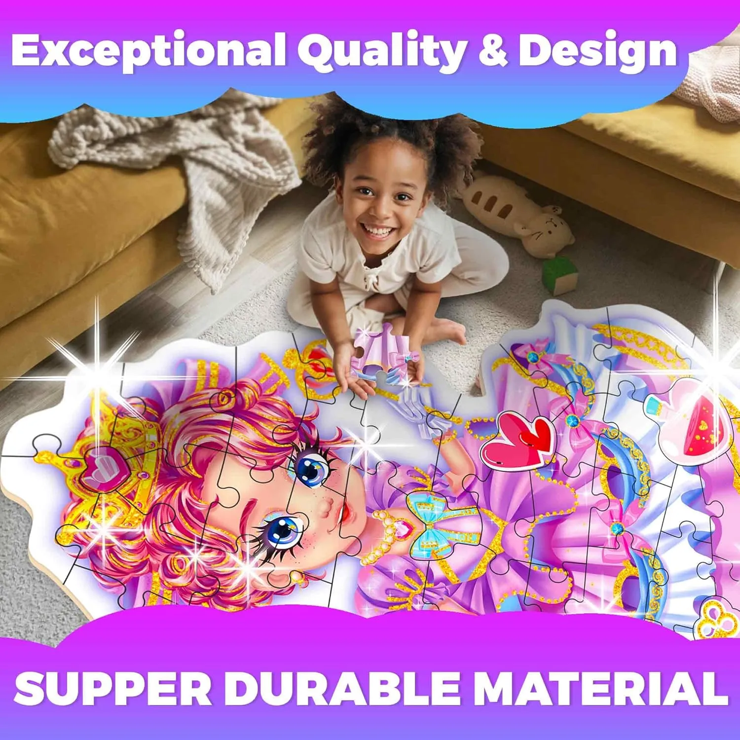 Educational Toddler Puzzles Ages 24  Months - Princess Game outwash balmy controversial for 4 Year Old QUOKKA Glitter Floor Puzzles for Kids Ages 3-5 - 2x3 Feet 48 Piece Puzzles for Toddlers 2-4 - Shaped Large Giant 