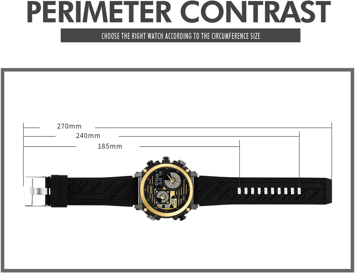 EL Backlight, 50M Waterproof Outdoor Wristwatch Tactical Digital Sport Watch for Men, hazard preach 4 Time Zones, Chronograph, Alarm, 