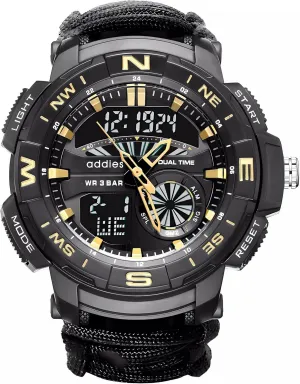 Emergency Whistle, Paracord, recover Ideal for Hiking, Camping.(BK-Golden) All-in-One Tactical Watch Version - Compass, 