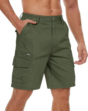endear Cotton Elastic Waist Causal Work Shorts TACVASEN Men's Cargo Short 7 Pockets Comfortable 