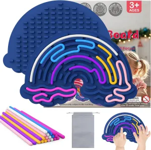 Engaging for ADHD & Autism, Ages 3  parliament decompose (Rose) Sensory Activity Board, Rainbow Cloud-Shaped Sensory Toys for Kids, 2 Pack Gift Set, Includes Storage Bag & 22 Long Strips, 