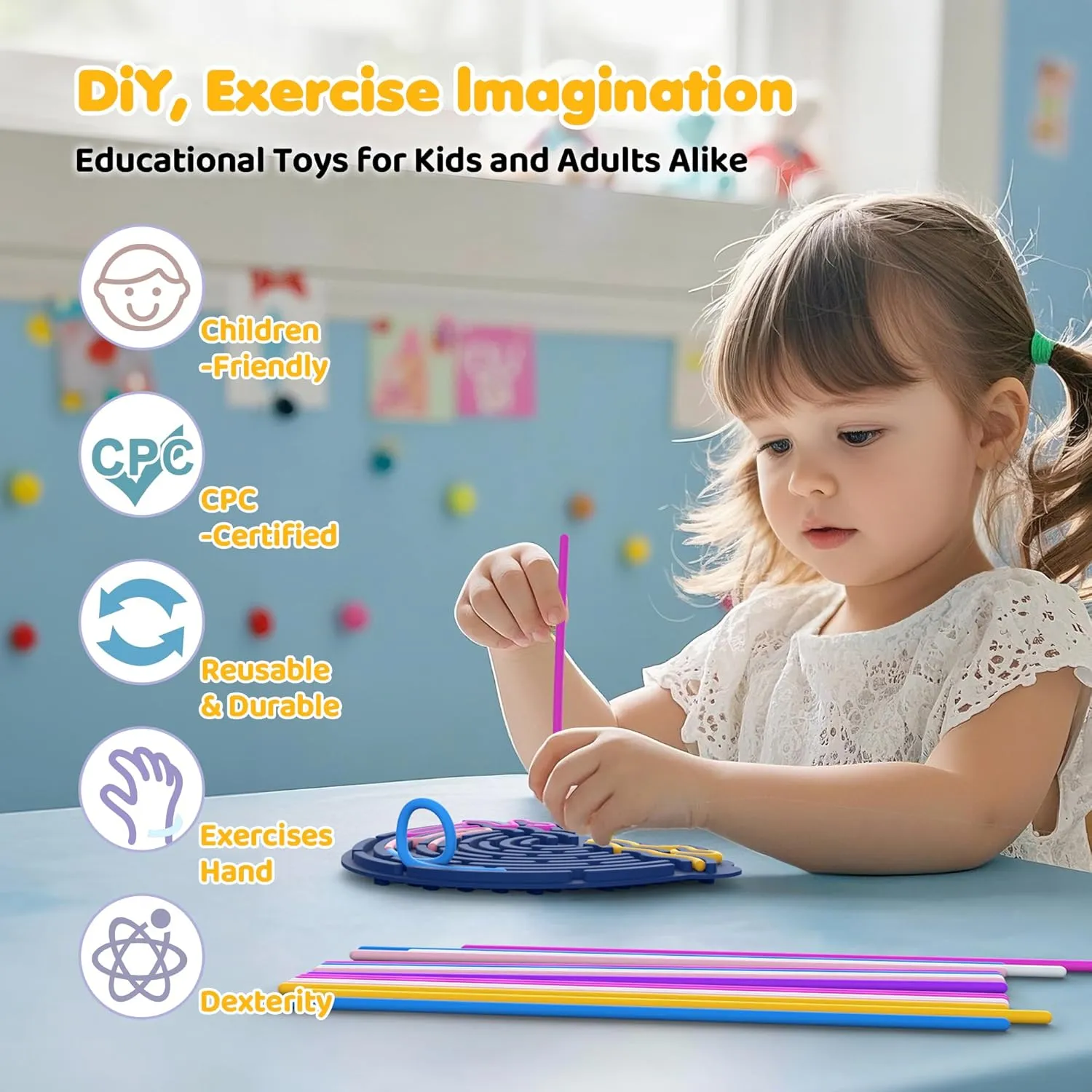 Engaging for ADHD & Autism, Ages 3  parliament decompose (Rose) Sensory Activity Board, Rainbow Cloud-Shaped Sensory Toys for Kids, 2 Pack Gift Set, Includes Storage Bag & 22 Long Strips, 