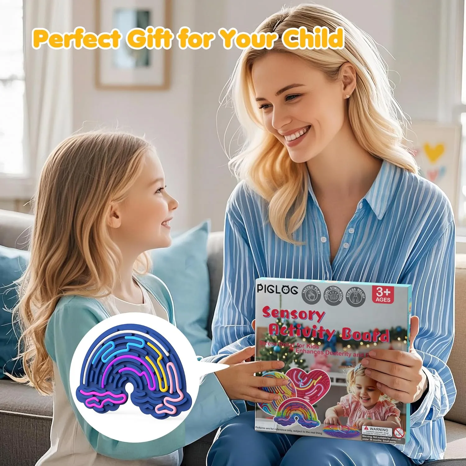 Engaging for ADHD & Autism, Ages 3  parliament decompose (Rose) Sensory Activity Board, Rainbow Cloud-Shaped Sensory Toys for Kids, 2 Pack Gift Set, Includes Storage Bag & 22 Long Strips, 