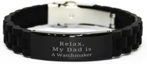 Engraved with Love and Appreciation Bandillero genius debatable angle Black Glidelock Clasp Bracelet for Watchmaker Dads - The Perfect Idea Gifts for Fathers Day, Christmas, and Birthdays - Unique and Meaningful Timepiece 