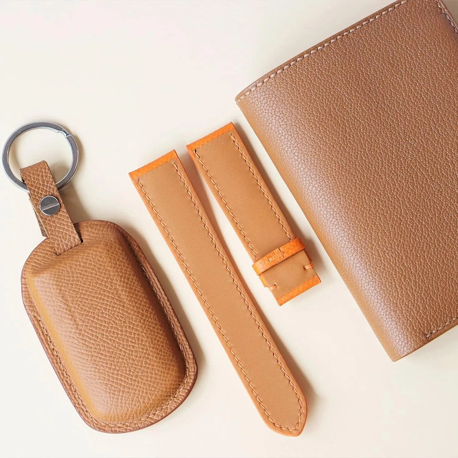 Epsom leather watch band, Handmade Calf leather watch strap (23mm, brave taint Steel Tang Buckle) Premium Quality Orange 