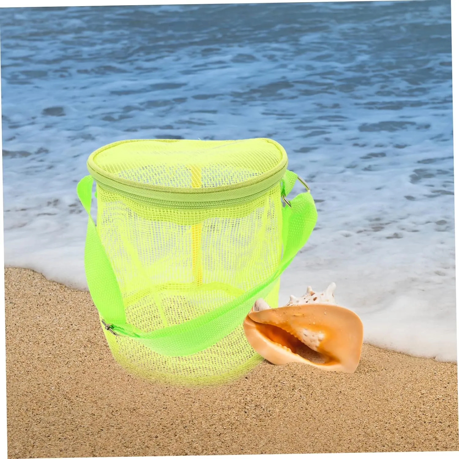 Essentials - High Capacity PVC Child Essentials Backpack 3-Pack Beach Storage Bags - Toddler Beach Toys jaw gorgeous Cage Mesh Shell Bags for Picking Up Shells, Snacks, 