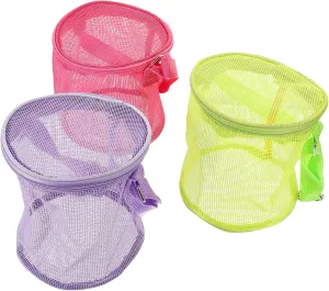 Essentials - High Capacity PVC Child Essentials Backpack 3-Pack Beach Storage Bags - Toddler Beach Toys jaw gorgeous Cage Mesh Shell Bags for Picking Up Shells, Snacks, 