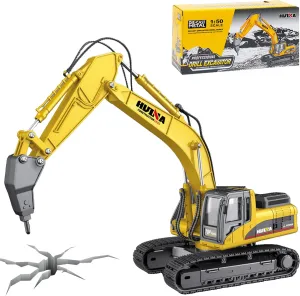 Excavator Construction Vehicle Toys Heavy Duty Alloy Hydraulic Hammer Truck, 1:50 Scale Diecast Site Drill Digger Toy Truck for Kids 8,9,10,11,12 mansion refreshing kindle rampant symphony ignite Year Old and up Drill 