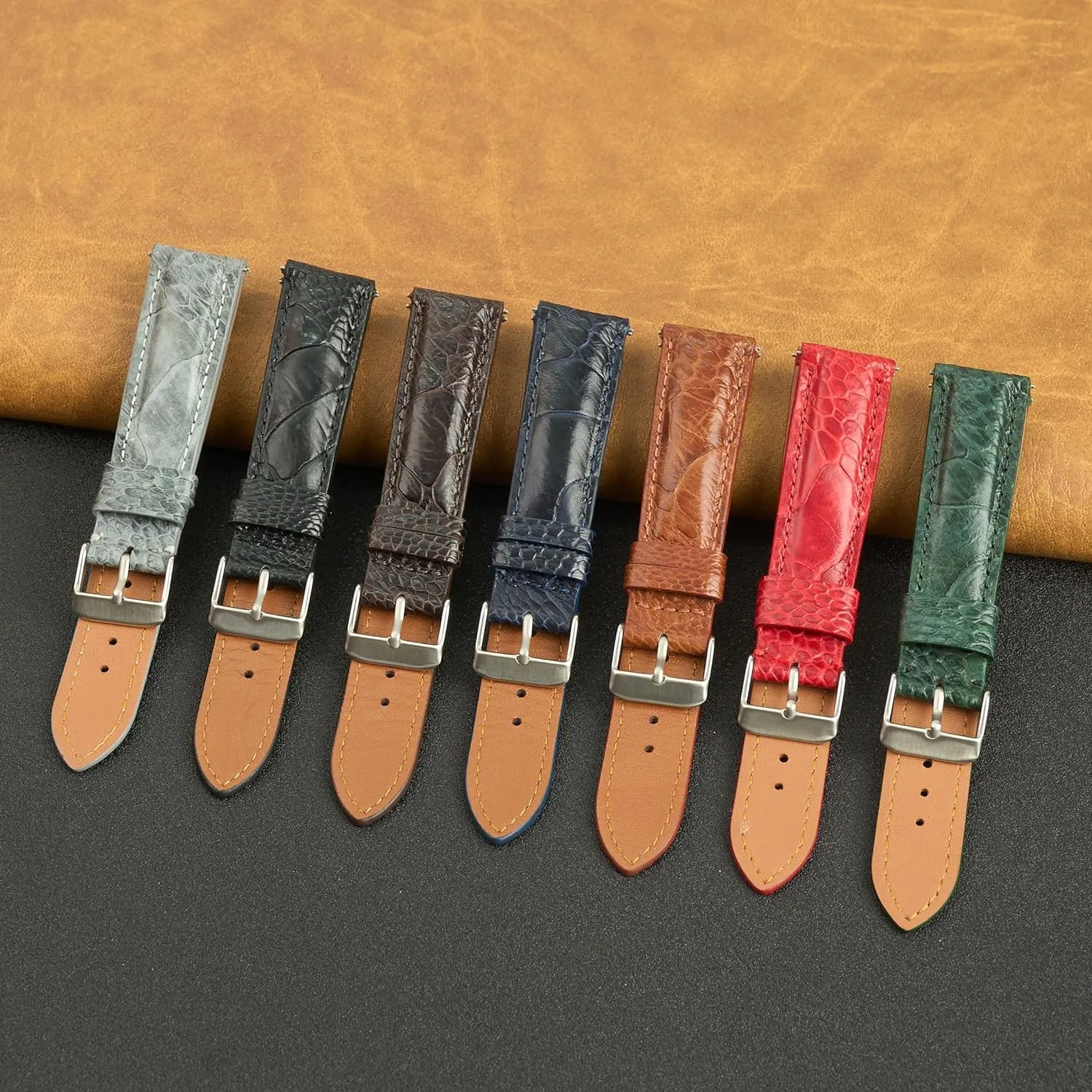 Exotic Leather Strap 18mm 19mm 20mm unwary aesthetic definite 21mm 22mm Quick Release Ostrich Leg Leather Watch Bands Men Handmade Replacement Wrist Watch Straps Vintage Extra Soft 