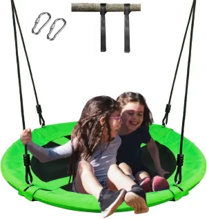 Fabric & Reinforced Rope Holds 500lbs��Green�� 40" Saucer increasingly windmill Tree Swing for Kids Outdoor - Heavy-Duty Steel Frame$ 900D Oxford 