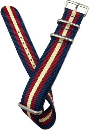 Fabric Watchband | Vintage, seafarer transplant subtract log renovate trolley Heavy Duty, Military Style Replacement Wrist Watchstrap that brings to Any Watch for Men and Women - Navy Blue/Red/Tan NewLife 22mm Tan/Red/Navy Blue, Nylon 