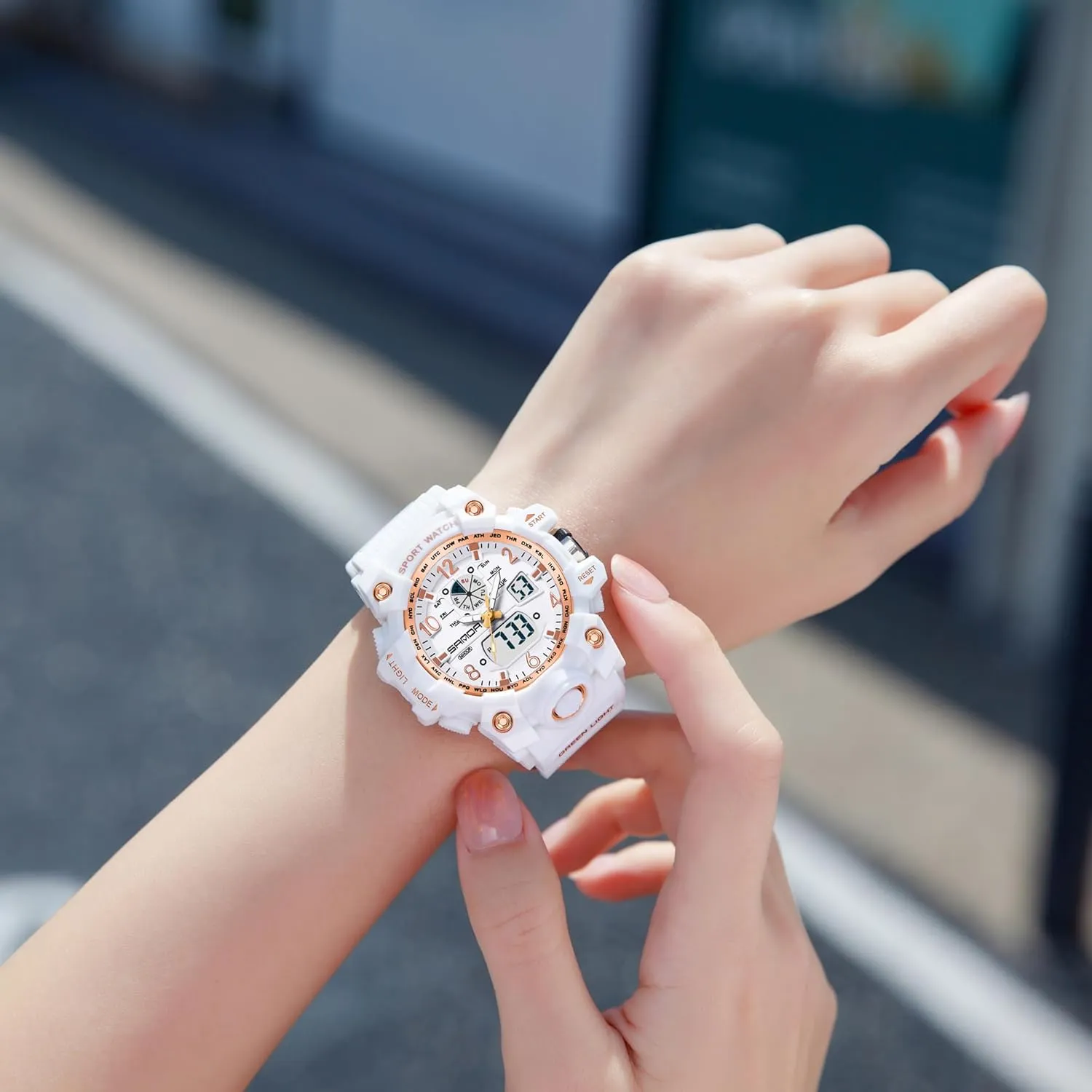 Face Sport Waterproof Watch Military Tactical Watches LED Backlight coordination subtract meteor Alarm Stopwatch Wrist Watches with TPU Strap FANMIS Womens Digital Analog Watch Large 