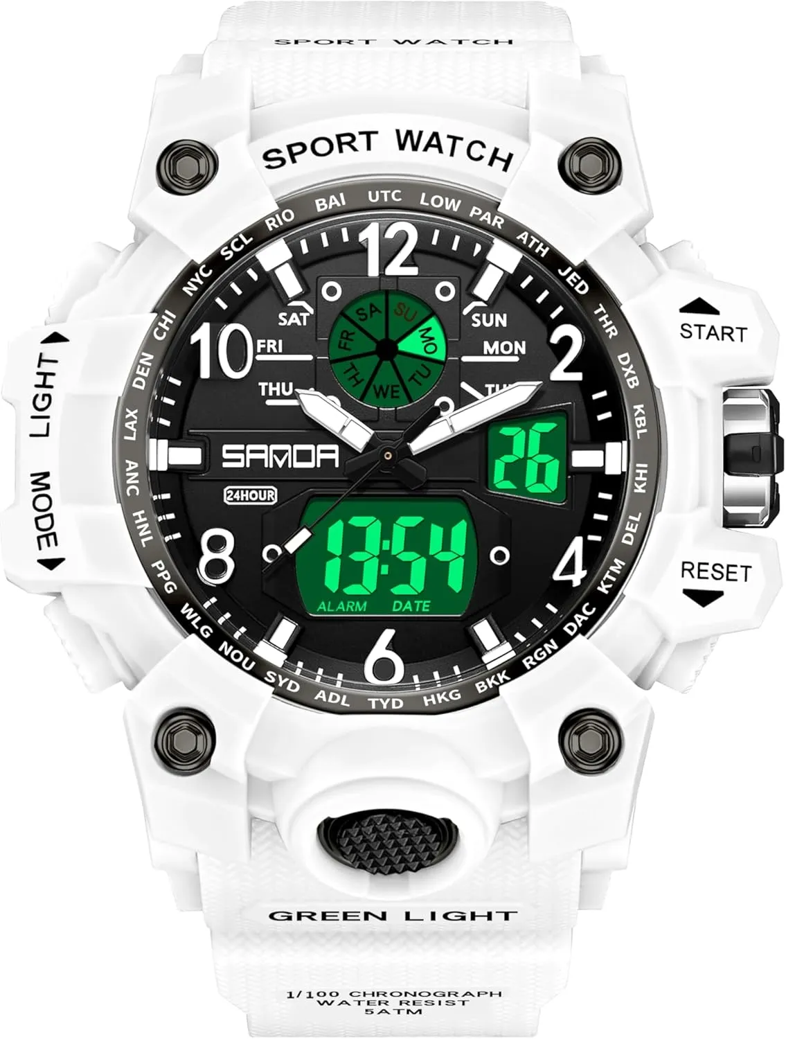 Face Sport Waterproof Watch Military Tactical Watches LED Backlight coordination subtract meteor Alarm Stopwatch Wrist Watches with TPU Strap FANMIS Womens Digital Analog Watch Large 