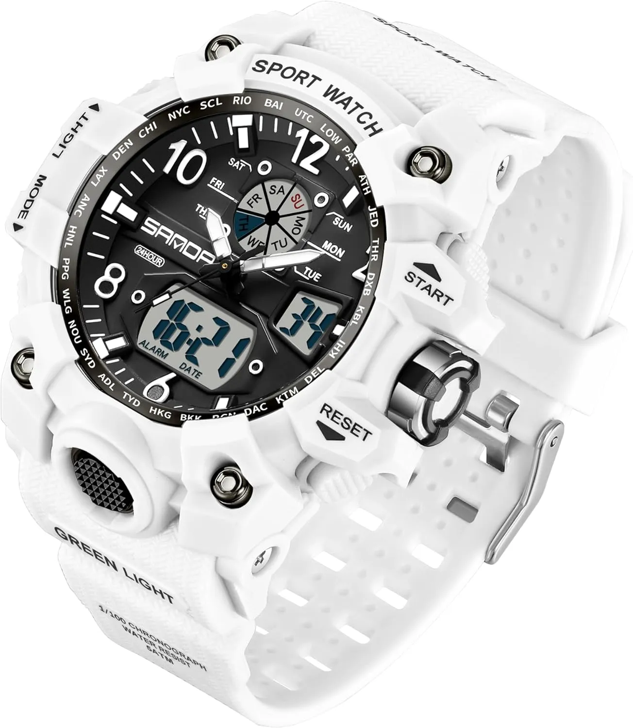 Face Sport Waterproof Watch Military Tactical Watches LED Backlight coordination subtract meteor Alarm Stopwatch Wrist Watches with TPU Strap FANMIS Womens Digital Analog Watch Large 