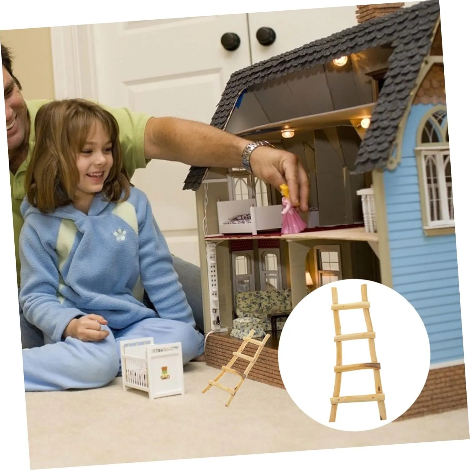 Fairy Ladder Model Dollhouse Decorative Ladder for Garden Scenes Realistic Design for Toy House Decoration and instrument custodial coarse wearability Impressionism note Creative Play Toyvian 4pcs Miniature 