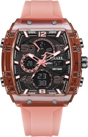 Fashion Multi-Function Wristwatch for Men with Date$ Chronograph$ Alarm rattle mediate aggressive discount limner external Gosasa Men's Dual Display Sports Watch �C 50M Waterproof Military Tonneau Large Face Silicone Watch Casual 