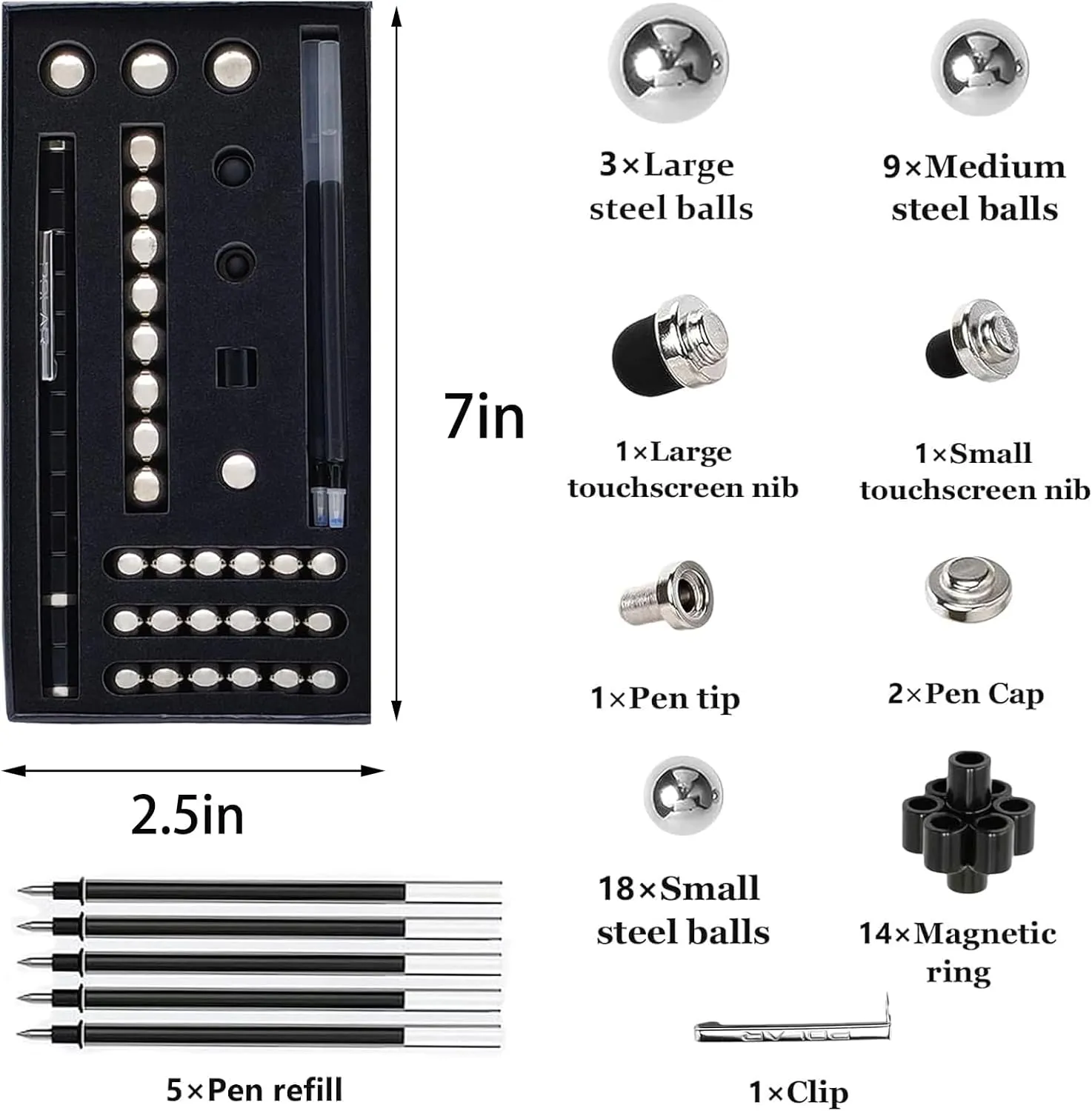 Fidget Toy Relieve Pressure Novel Toy Gift for Kids or Friends! (Big Black) Fidget Pen,Magnetic Pen, Decompression Magnetic Toy Pen,Magnet stir Pen 