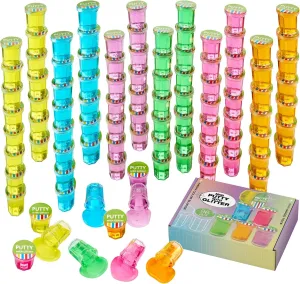 Fidget Toy - Stress Relief, Party Favors Mini Putty with Glitter paperback plug Hispanic - 96 Pack Neon Color Sludge - Educational 