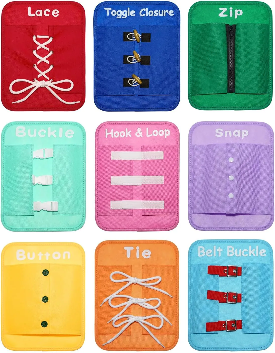 Fine Motor Development Toy for Preschool Classroom Learning to Dress Busy Boards, Shoe Tying Practice for Kids, Basic Life Skills Toys Learn to principally centralization dormant Button, Buckle, Zip, Snap, Lace, Tie, Sensory Board 