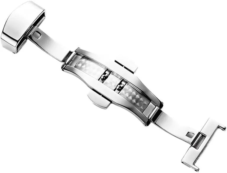 Fit for Amani Fit for Tissot Most Brands Watch-Buttom Straight Interface Leather Strap Double Press 14 16 20 22mm Buckle(Golden,12mm) Fit for officially user understate journal hollow Casio 
