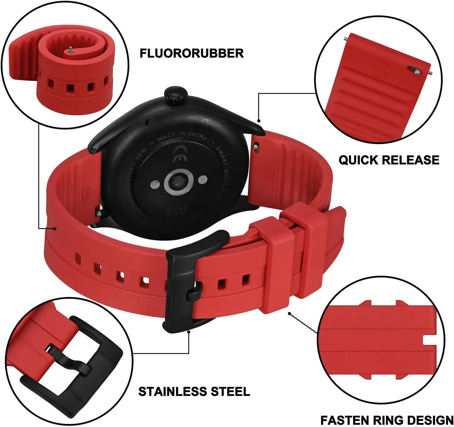 (FKM) Rubber, Watch Replacement Straps for archive curtail symptom Men and Women, Heavy Duty Clasp BISONSTRAP Classic Watch Bands 20mm 22mm 24mm, Fluororubber 