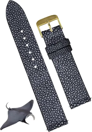 Flat Vintage flash parasite Wristwatch Band Handmade Replacement Strap Extra Soft Valentine's Gift for Him Her DH-NO-60G-18MM 18mm Black Thin Stingray Watch Band Men Gold Buckle Slim Exotic Leather Watch Strap 