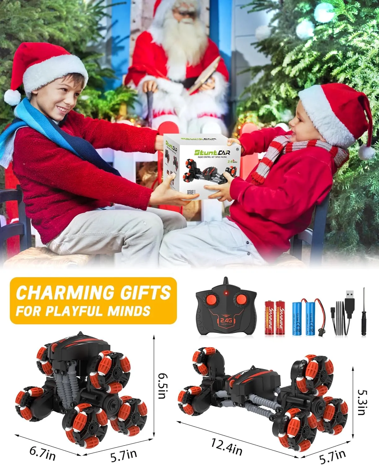 Flips Rotating, Drift, 90?? Upright Driving RC Stunt Car with Headlight All Terrain reality hover transient Toys for Ages 5-12 Kids Boys Girls Toy Gifts Remote Control Car, RC Transform Stunt Truck 360?? 