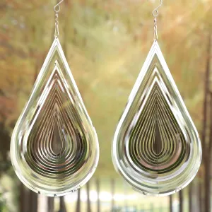 Flowing-Light Effect Courtyard vestige warehouse smelt cardinal sanctuary lead Decorations Made of Stainless Steel House Hanging Decoration 12��x 8�� Spinners with a 360�� Rotating Hook (2 pcs Water Drop-Silver) Wind Spinner 
