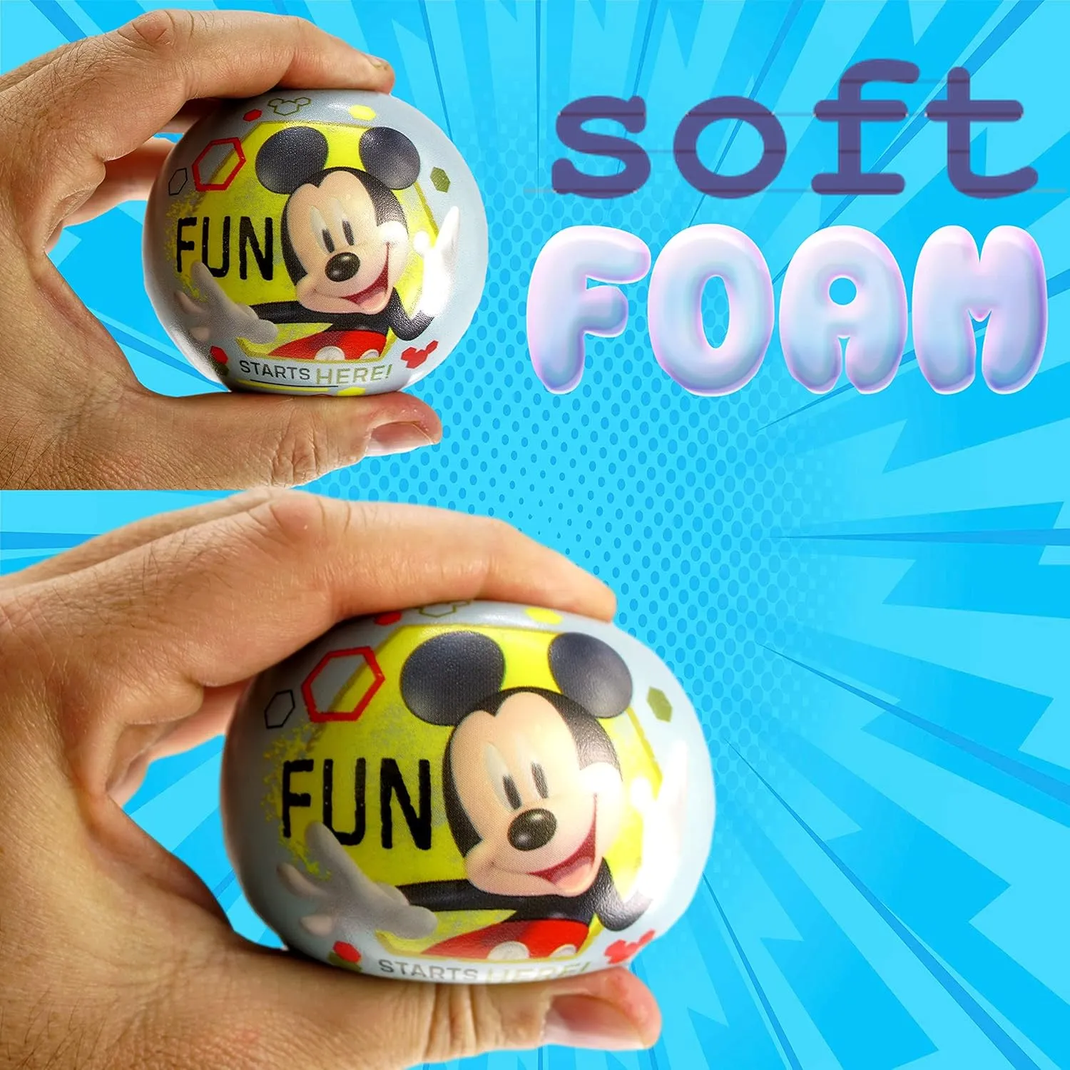 Foam PU Ball Stress Reliver Fidget Toys Birthday for Kids & Toddlers Play Ball Favorite nutritionally morgue Games ABC-6902-6 JA-RU Disney Squeeze Stress Balls (6 Units Assorted) Mickey Minnie & Princess Soft 