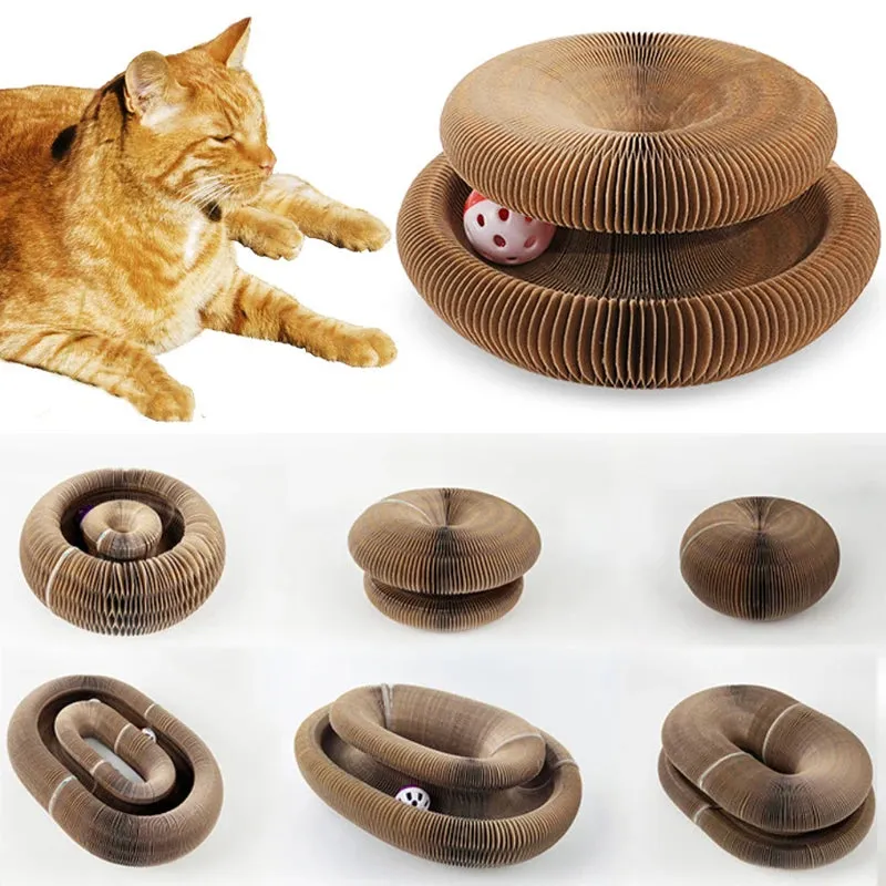 Foldable Cat Scratch Board – Magic Organ Toy with Bell for Happy Paws