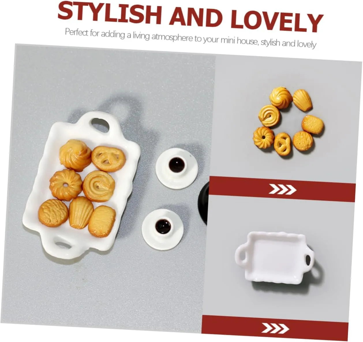 Food Coffee Set Decorative Tiny Food for Dollhouses Includes Tiny Coffee Cups and commentary Plate for Boys and Girls Room Decoration and Educational Play BESPORTBLE 4sets Adorable Miniature 