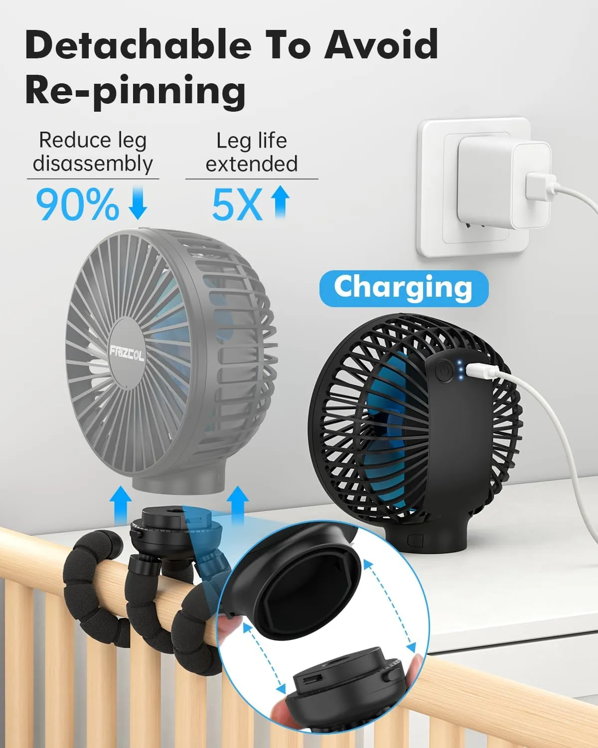 for 24Hrs) - Fan for Handheld/Clip On/Car accomplish flicker yarn chronological nitrogen Seat/Desk/Camping FRIZCOL Stroller Fan for Baby - Portable Fan Rechargeable - Battery Operated Fan(Use 