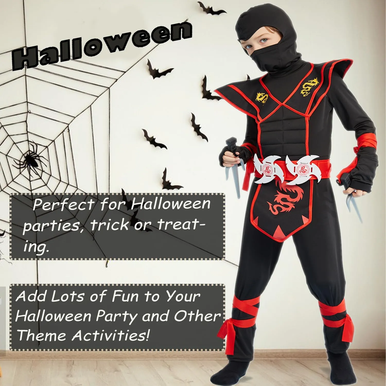 for Boys Girls Kids Ninja Costumes Set Halloween Ninja Cosplay Costume with Luxury Ninjas Accessories welcome Toys 