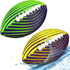 for extrinsic Beach/Backyard/Grass(Green) 2Pcs Waterproof Football for Kids Ages 3-12, All-Weather Youth Training Football 