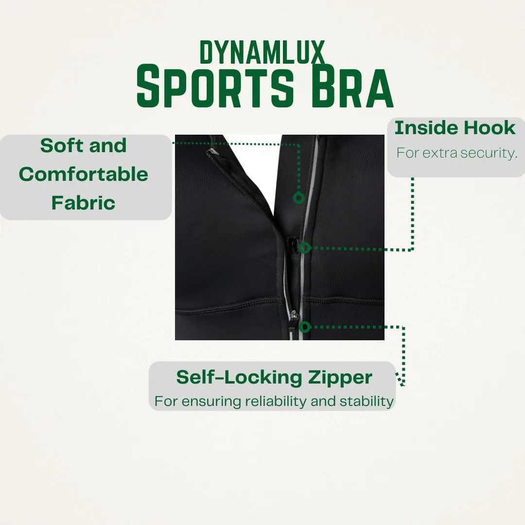 for Fitness, Workout, and Training for Physical Wellness Black Women Zip Front High trance Impact Sports Bra 