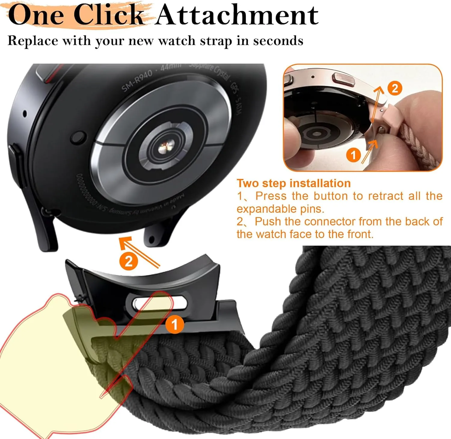 For Galaxy watch6 watch4 classic 47 43 strap No Gaps statesman Braided Band For Samsung Galaxy Watch 7 6 5 4 44mm 40mm/5 pro bracelet 