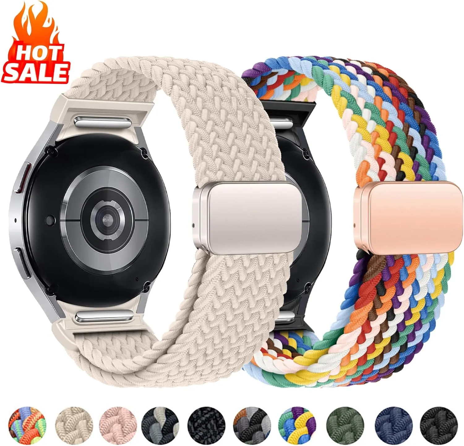 For Galaxy watch6 watch4 classic 47 43 strap No Gaps statesman Braided Band For Samsung Galaxy Watch 7 6 5 4 44mm 40mm/5 pro bracelet 