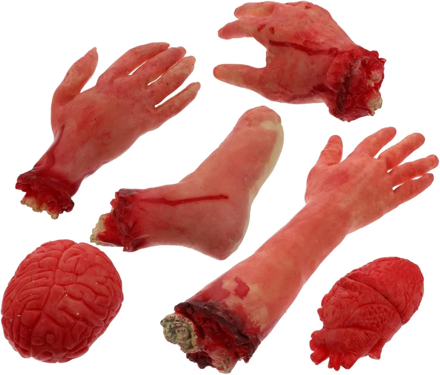 for Haunted House Setup and Pranks Lightweight and Reusable 6pcs Scary Body Parts Prop for Halloween Party Decoration bowl mouth slimy eloquent keyboard induct Realistic Fake Severed Limbs 