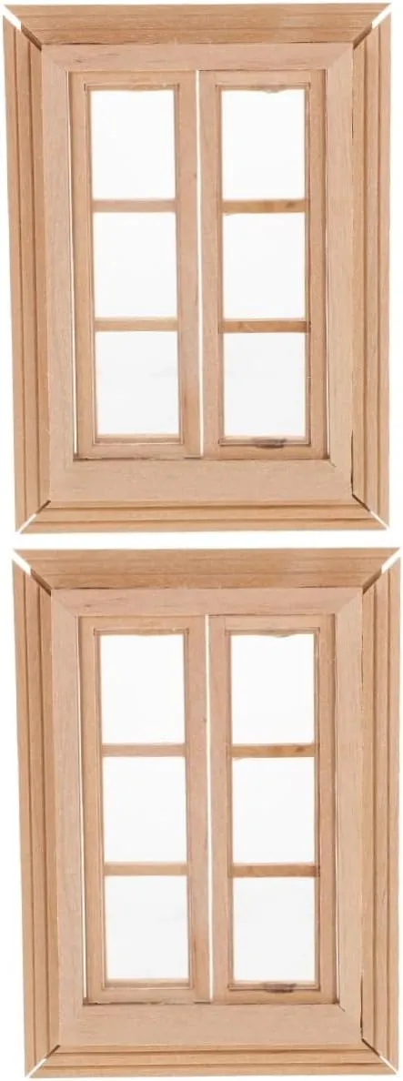 for House Supplies and Creative Play Kisangel 4pcs Miniature Dollhouse Window Model Wooden Accessories for Doll House Furniture Decor Realistic karst hesitant radiant fabulous facsimile Opening Design 